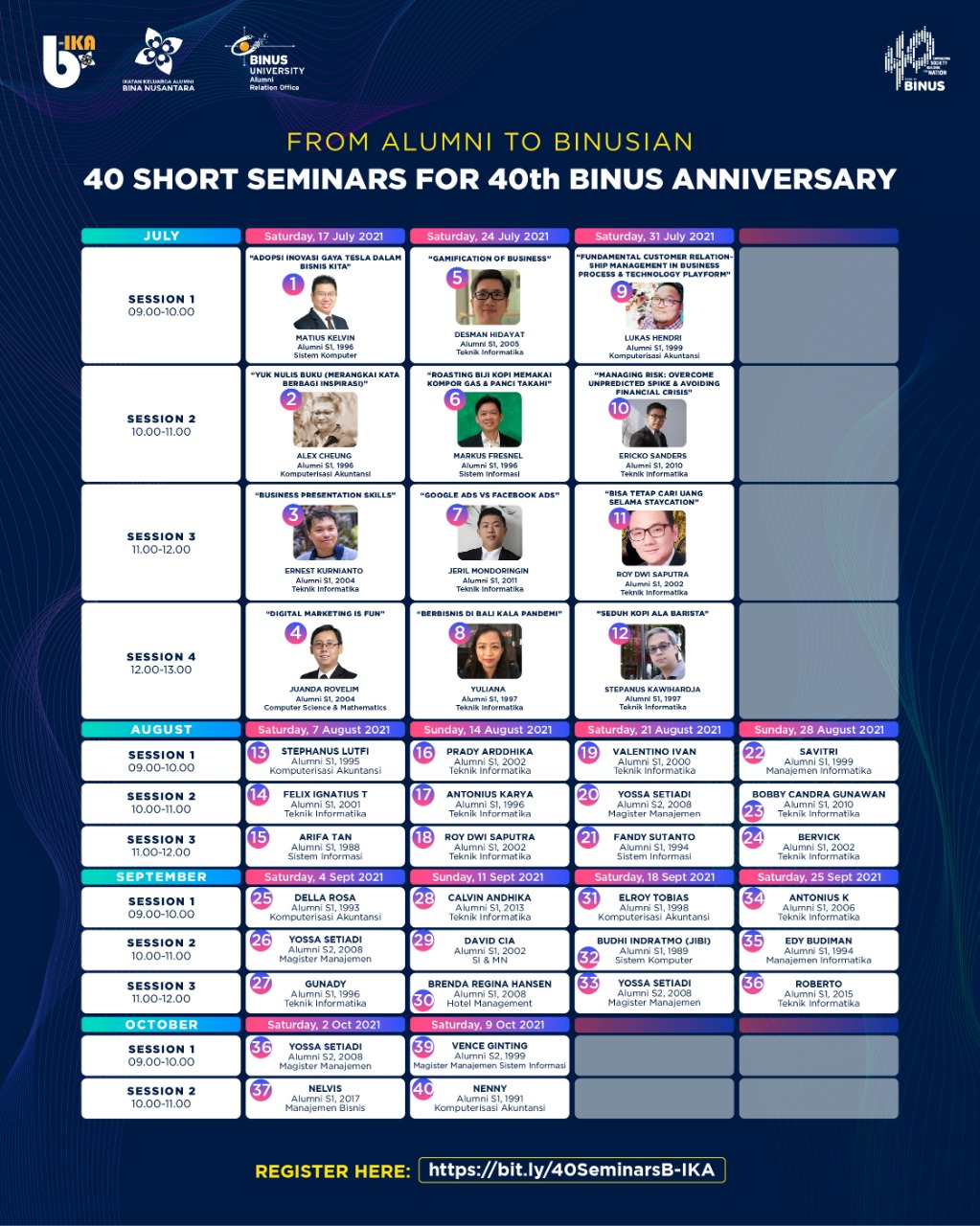 [Series 1-3] - 40 Short Seminar for 40th BINUS Anniversary