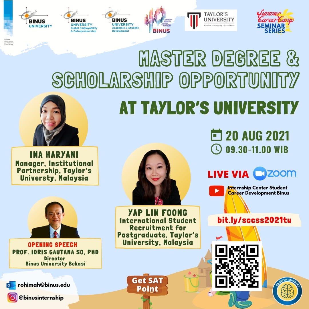FURTHER STUDY & SCHOLARSHIP OPPORTUNITY: Taylor's Univerity Malaysia