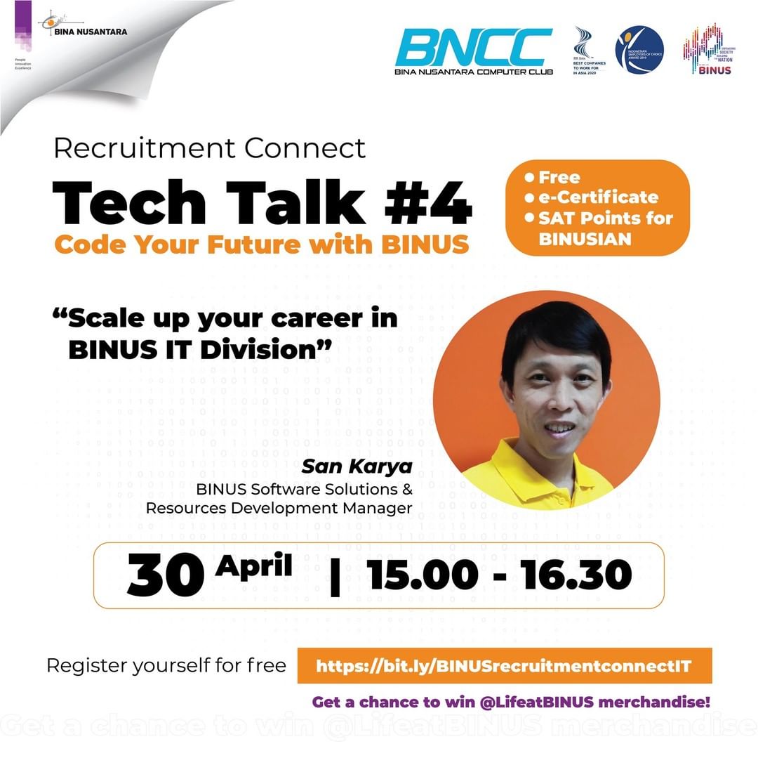 Recruitment Connect Tech Talk series “Code Your Future with BINUS”