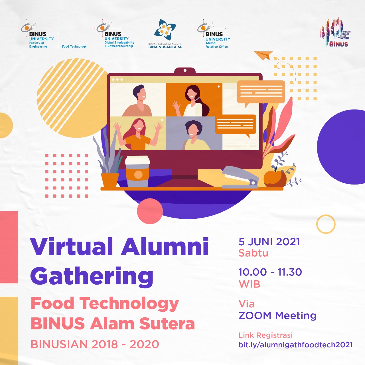 Virtual Alumni Gathering FoodTech BINUS Alam Sutera 2018 - 2020