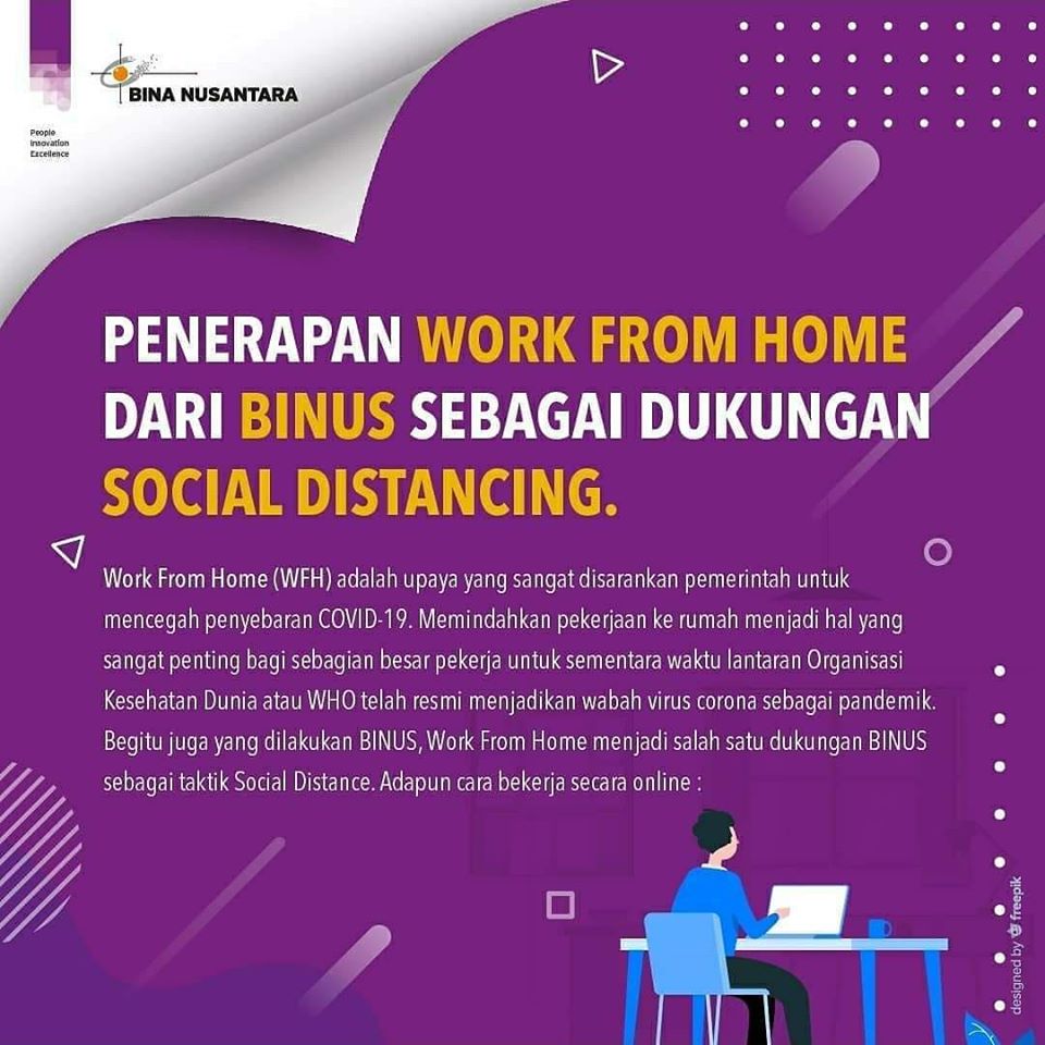 BINUS memberlakukan sistem WFH (Work From Home)
