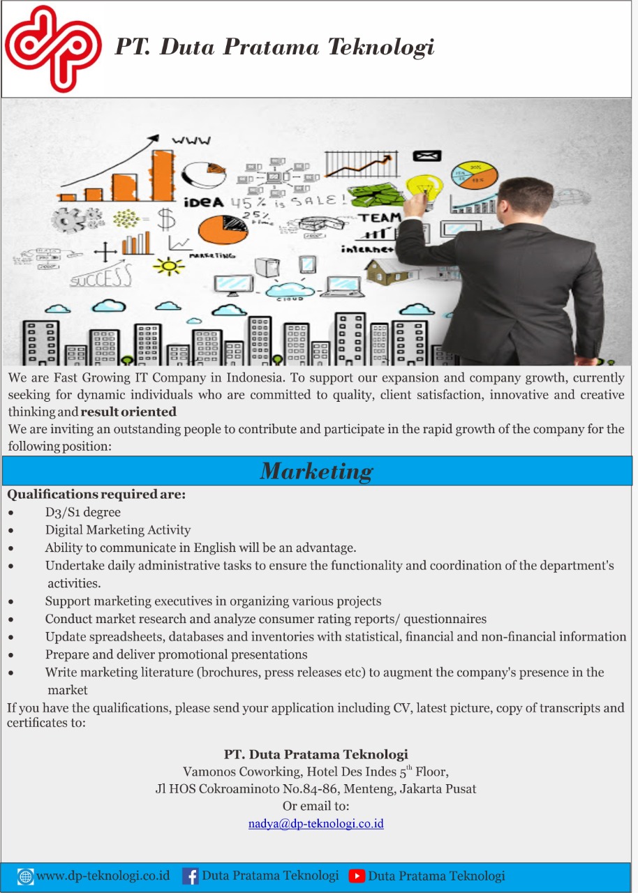 Informasi Lowongan Pekerjaan Marketing di PT. Duta Pratama Teknologi