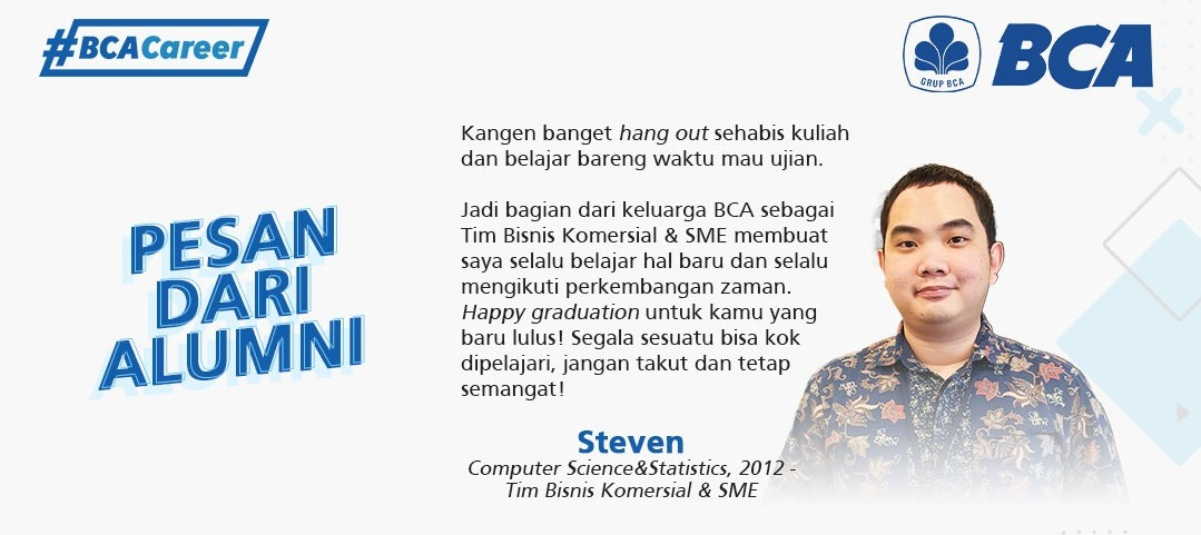 Ucapan dari Tim Rekrutmen BCA untuk BINUSIAN