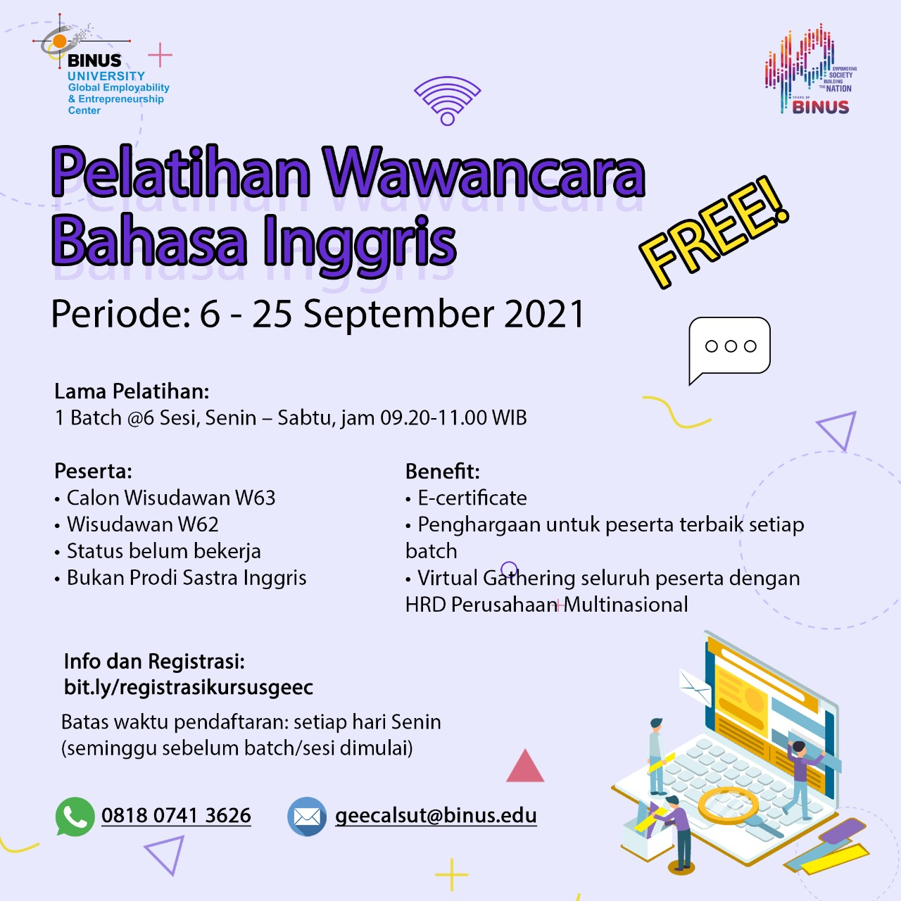 Program Pelatihan Wawancara dalam Bahasa Inggris (Khusus W62 & W63) 