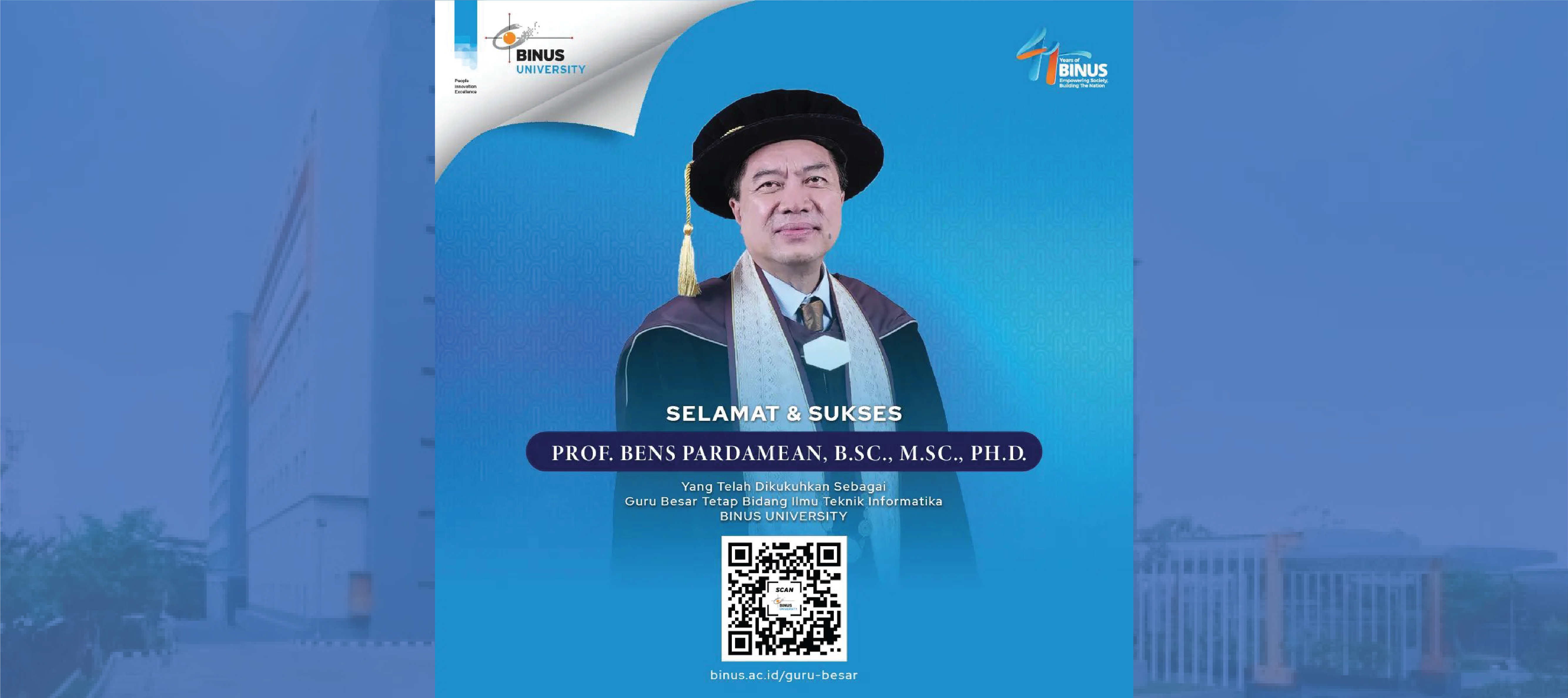 Selamat dan sukses kepada Prof. Bens Pardamean, B.Sc., M.Sc., Ph.D.