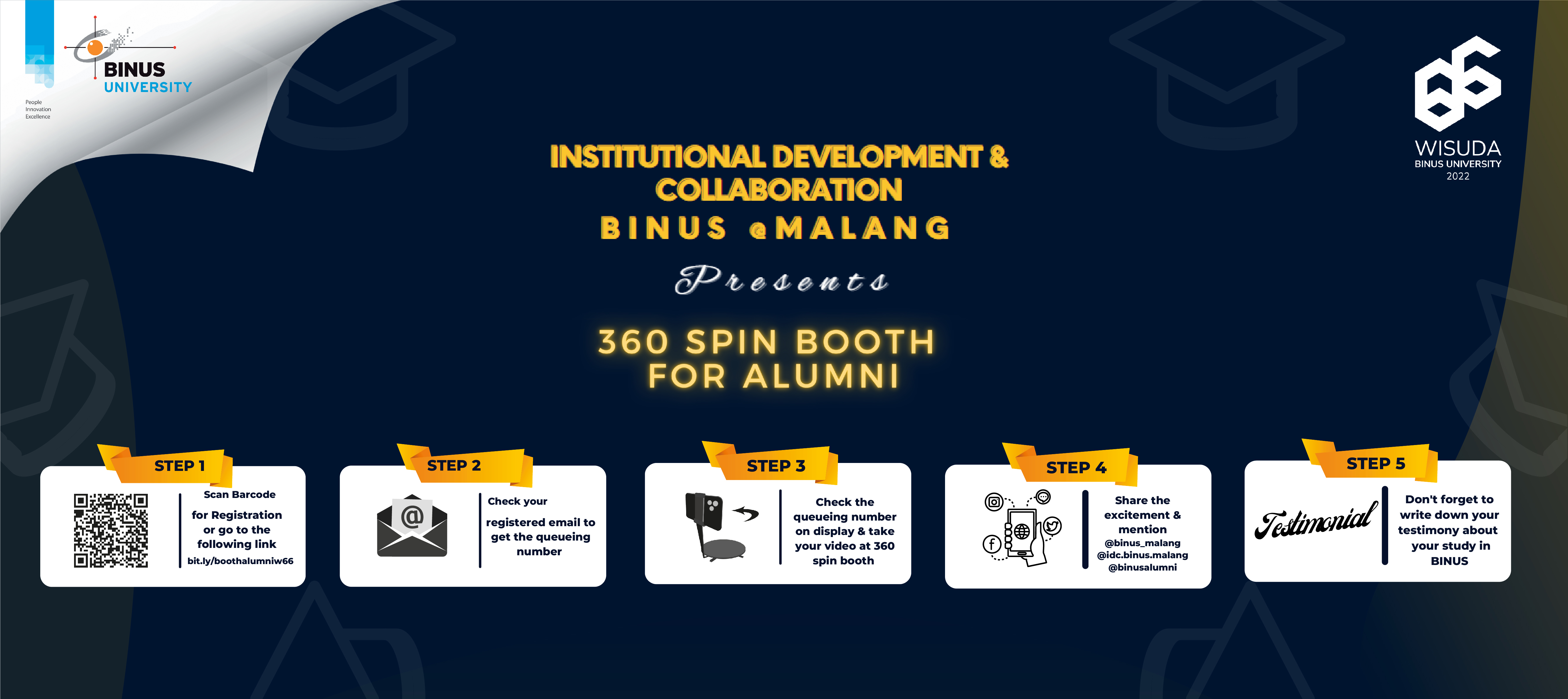 Institutional Development & Collaboration BINUS @Malang Present:  360 SPIN BOOTH FOR ALUMNI