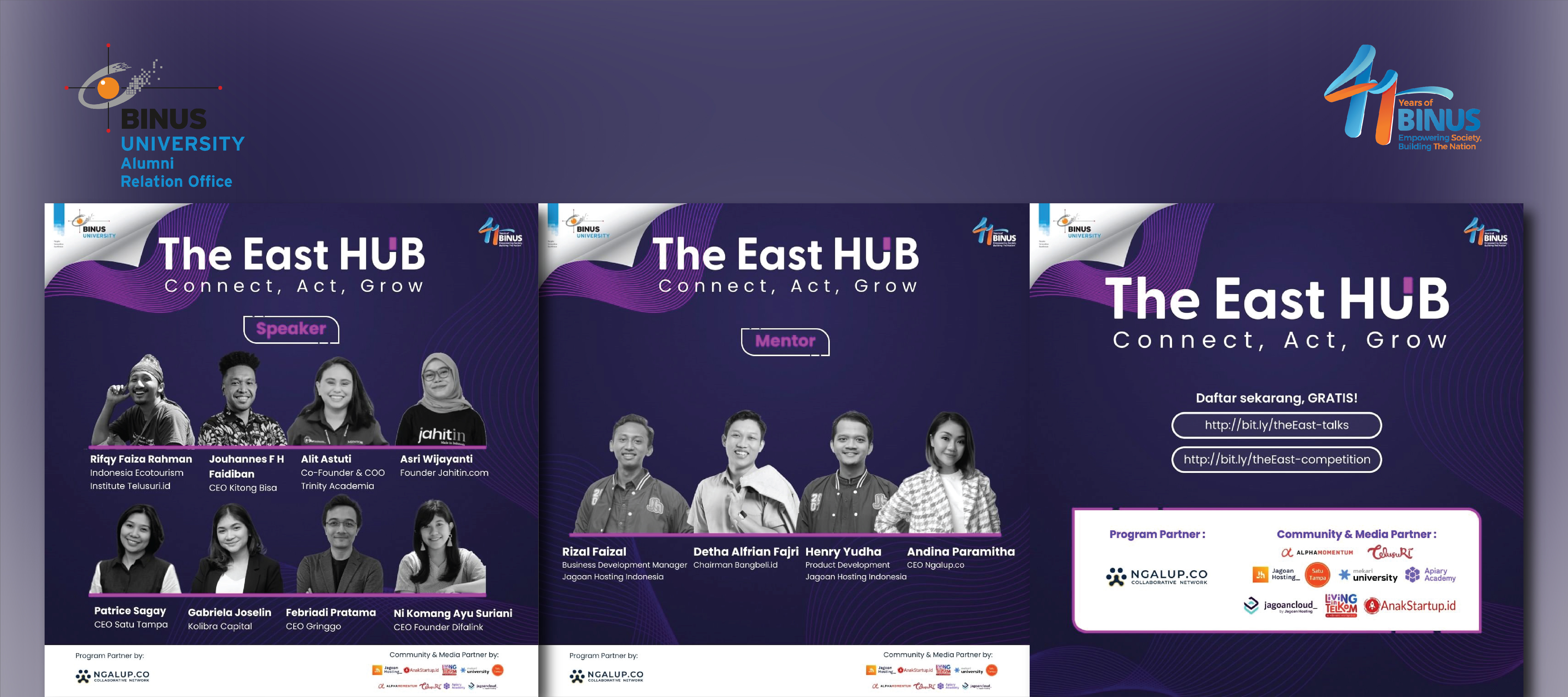 Meet our Speakers & Mentors! East HUB: CONNECT, ACT, GROW