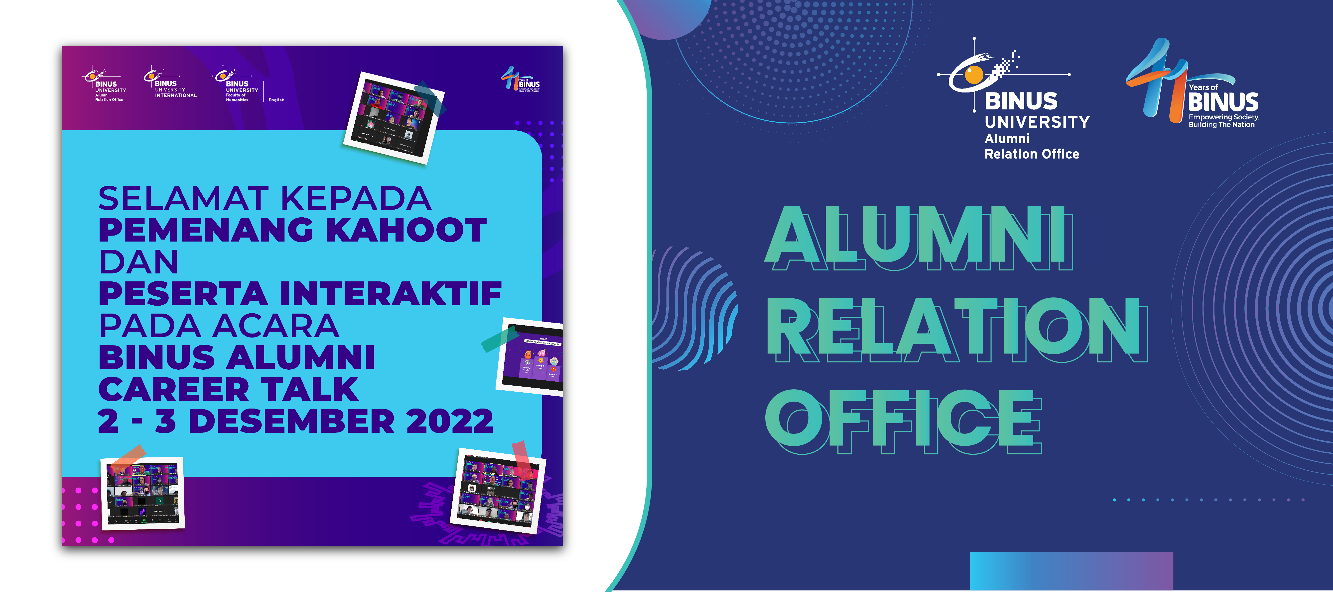 Selamat kepada pemenang Kahoot dan Peserta Interaktif pada acara BINUS Alumni Career Talks