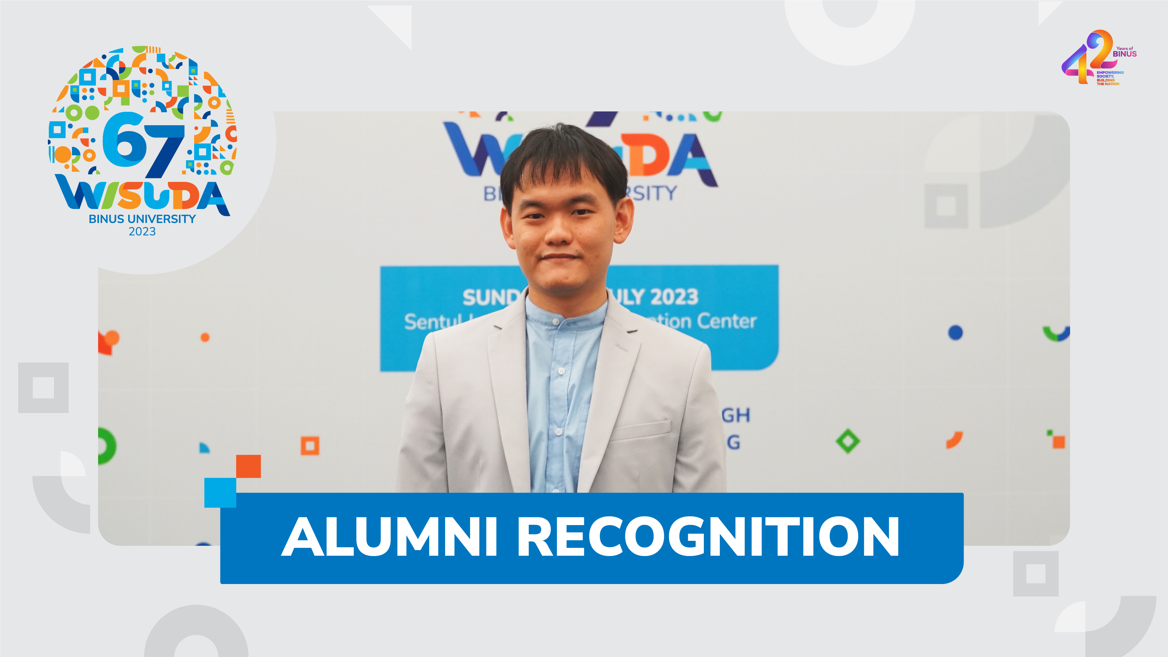 Andrew Steven Puika,  Alumni Recognition Award- Entrepreneur Wisuda 67 BINUS UNIVERSITY.