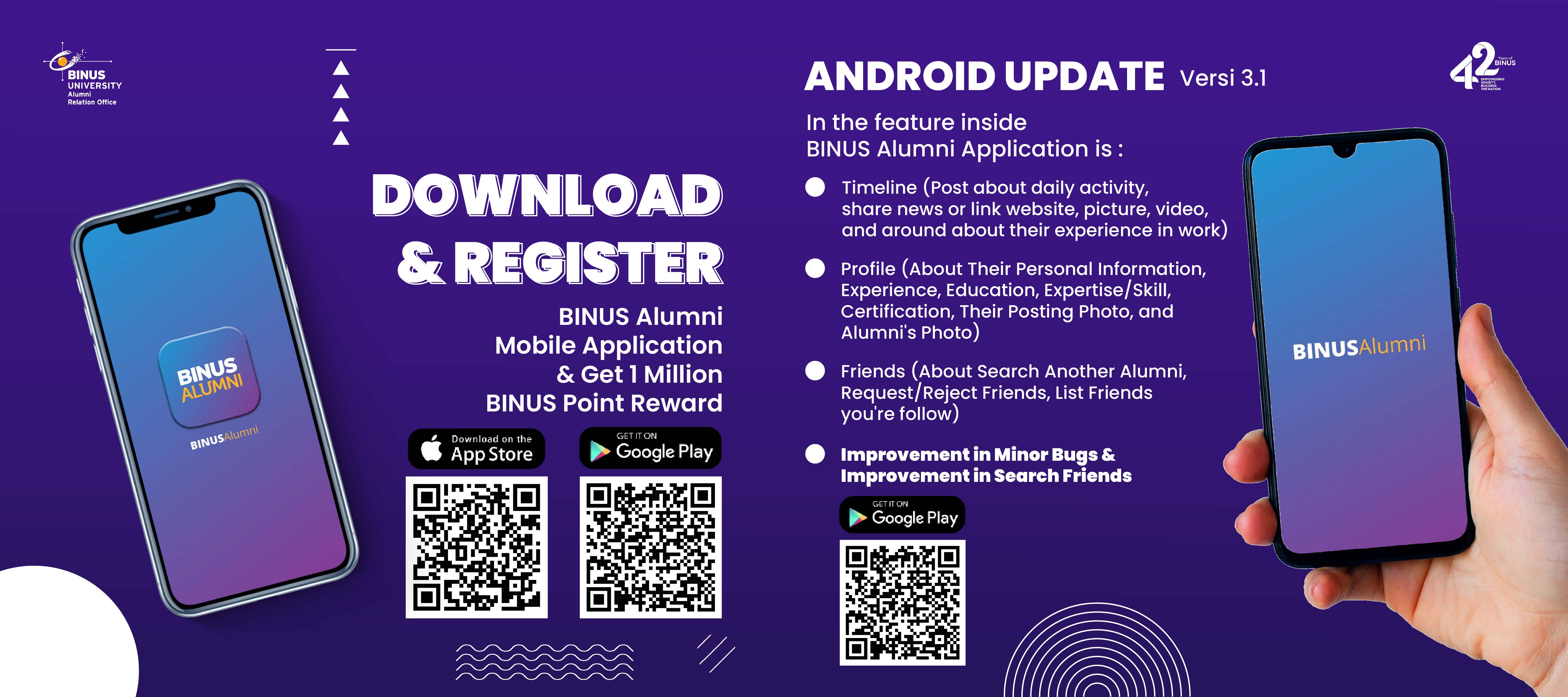 BINUS Alumni Mobile App versi terbaru Android (Versi 3.1)!