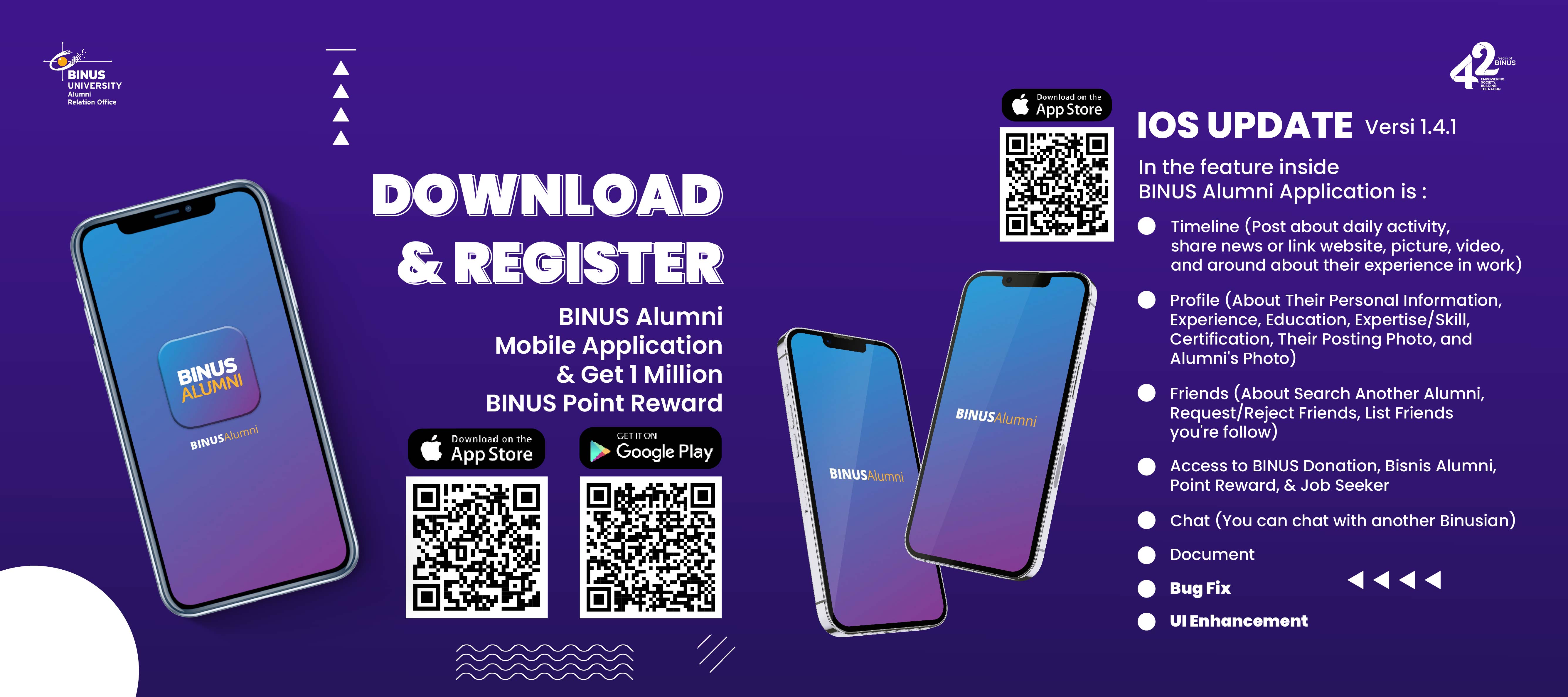 BINUS Alumni Mobile App versi terbaru IOS (Versi 1.4.1)