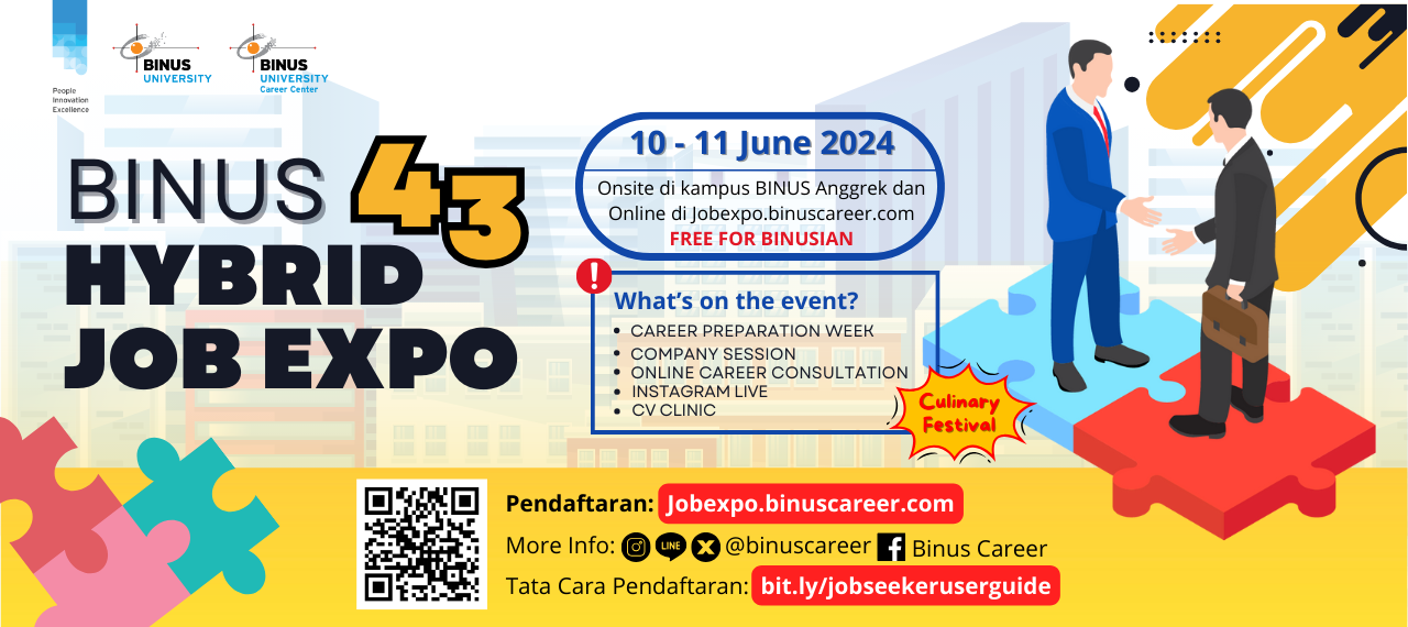 BINUS Hybrid Job Expo 43 iss comingg to youu agaainn!!