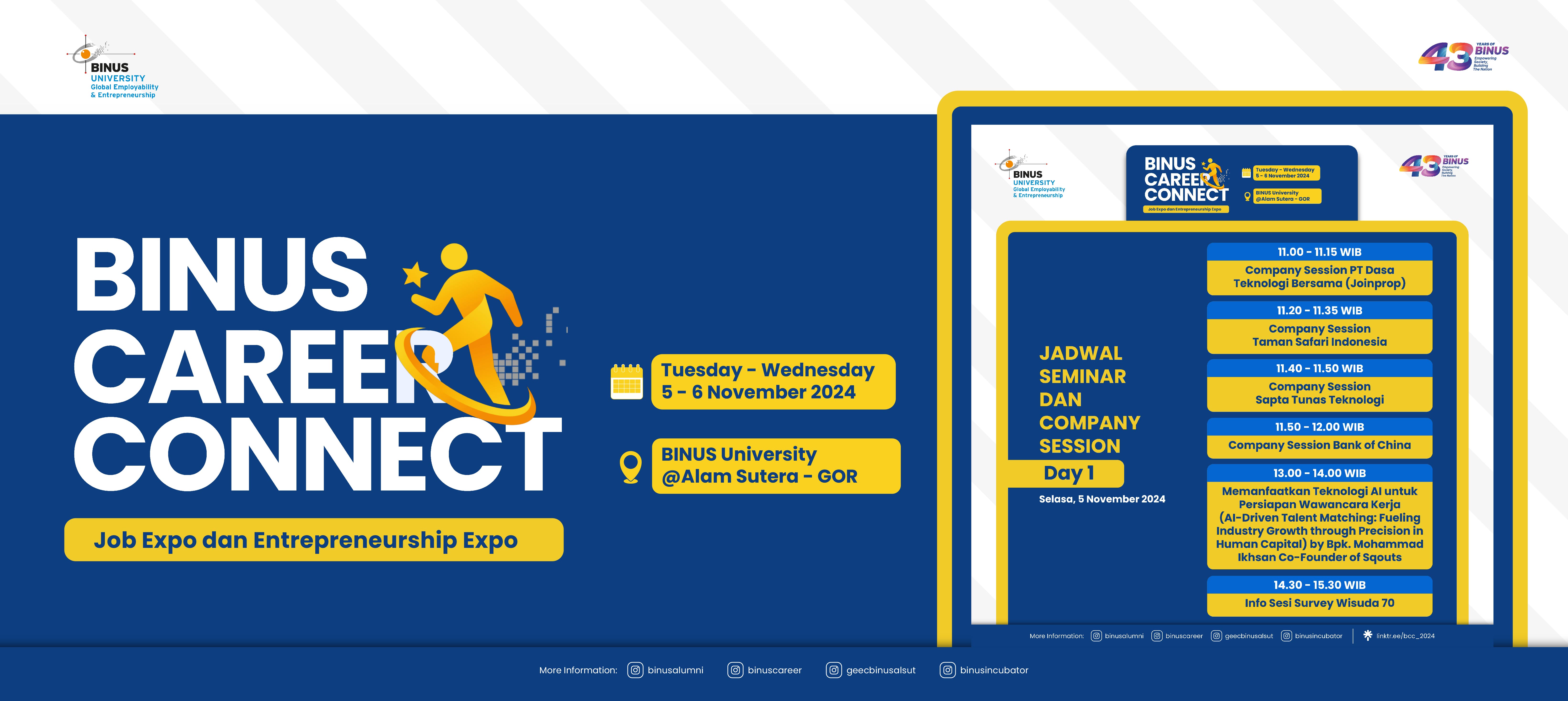 Jadwal Seminar & Sesi Info: BINUS Career Connect 2024!