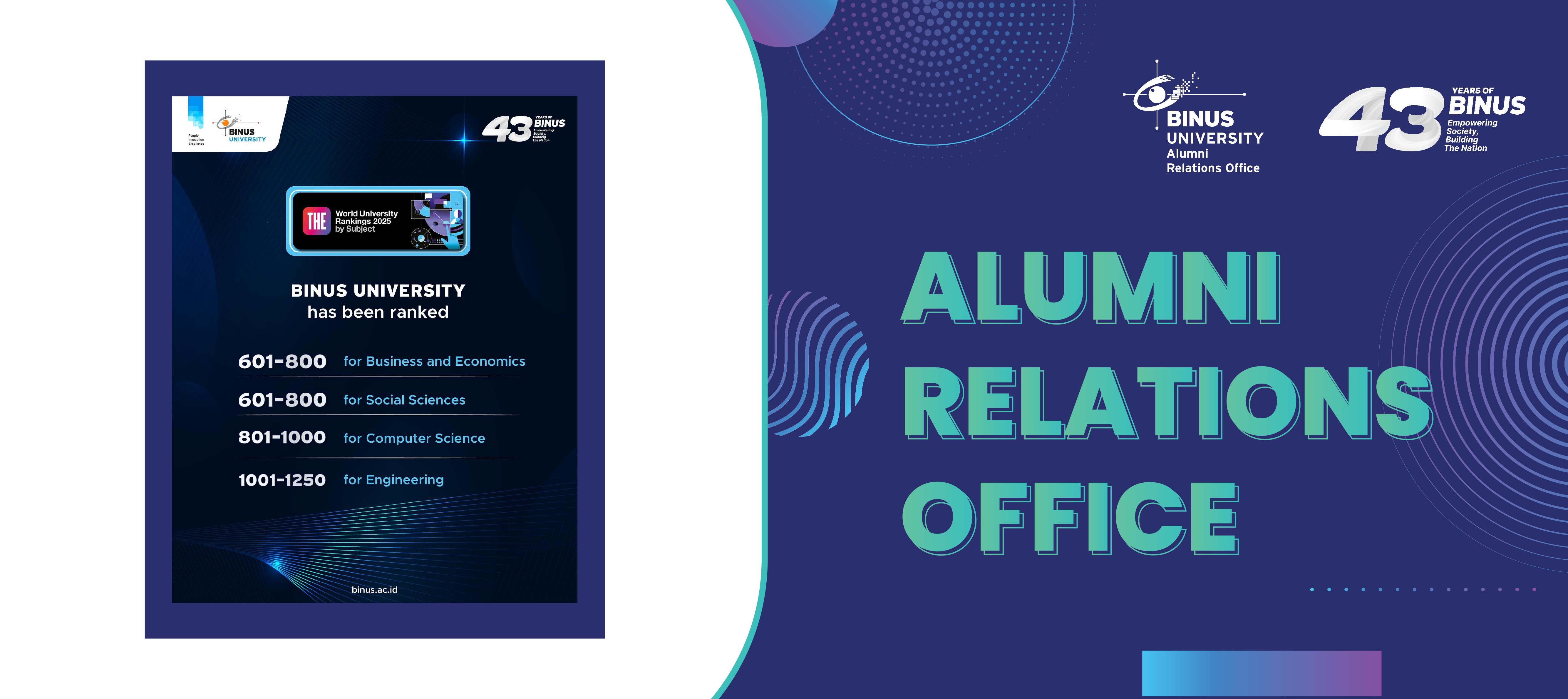 BINUS University kembali memperoleh pengakuan dari Times Higher Education