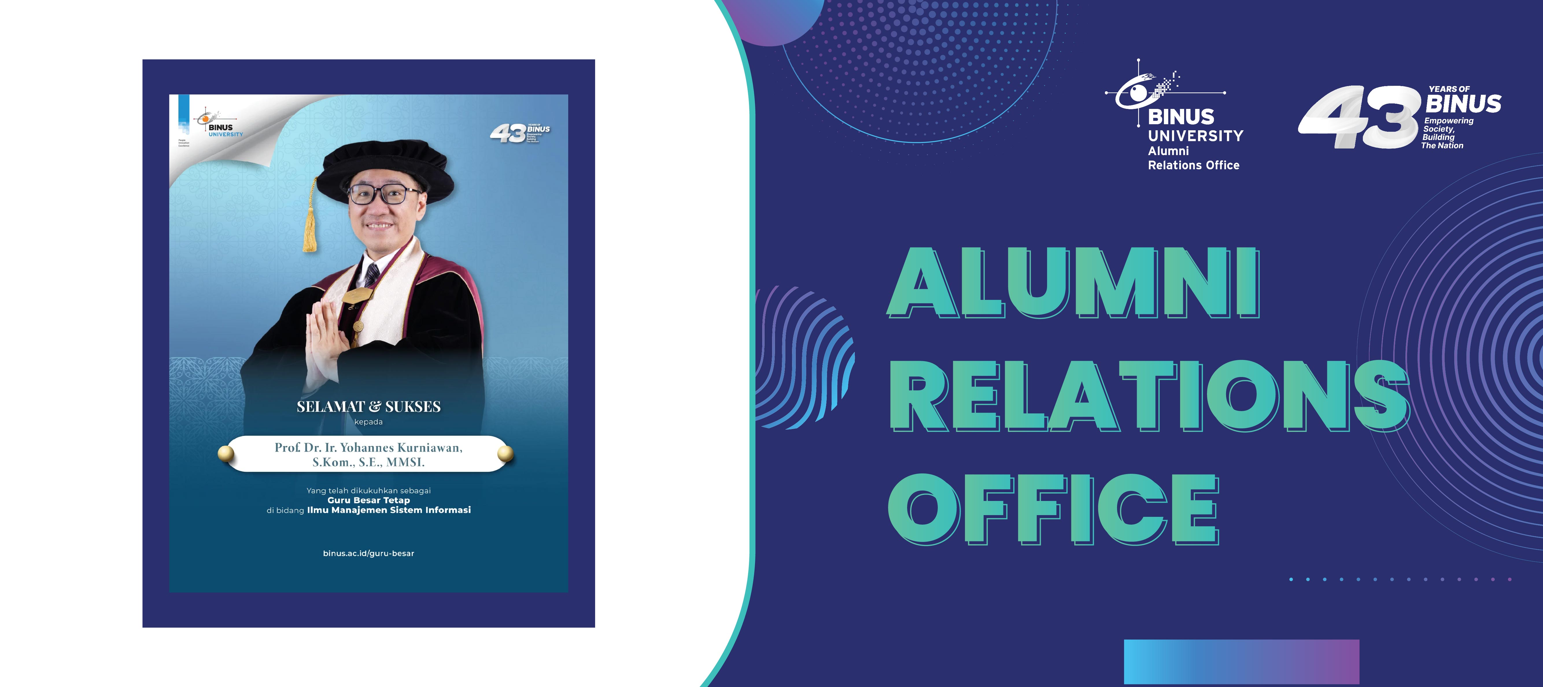 Prof. Dr. Ir. Yohannes Kurniawan, S.Kom., S.E., MMSI sebagai Guru Besar