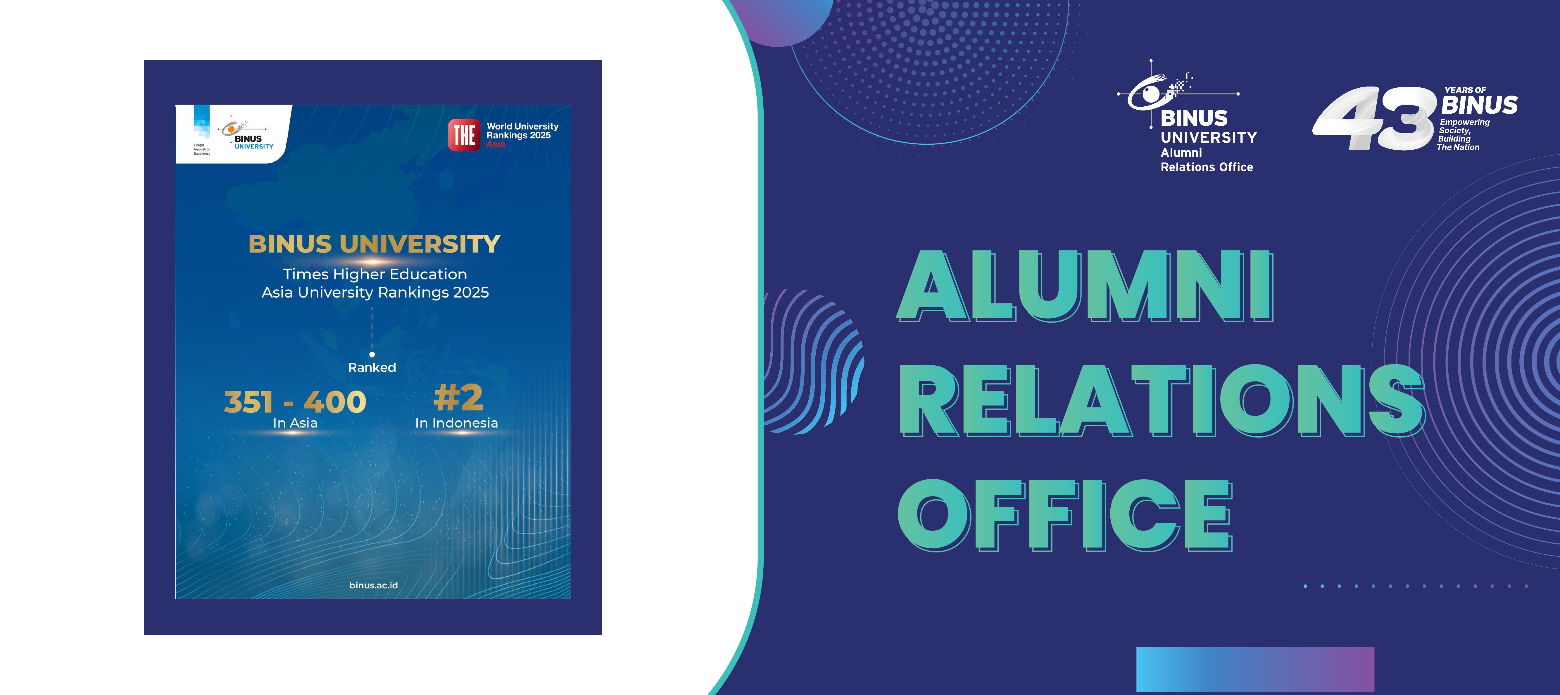 BINUS UNIVERSITY menempati posisi ke-2 di Indonesia