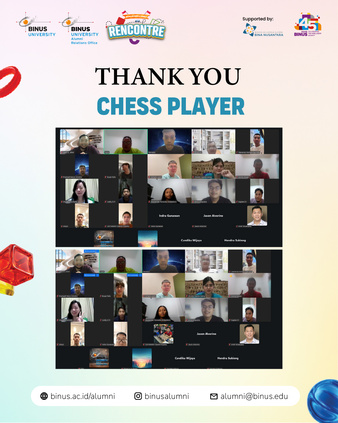 Pra Event RENCONTRE - Best 5 BINUS Alumni Chess Player